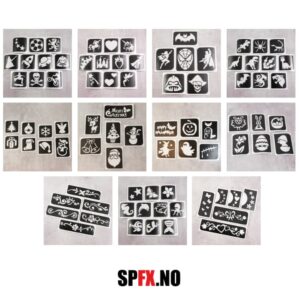 Grimas Teatersminke - TEMPORARY TATTOO STENCIL SET - Sjablonger til glittertatoveringer - Bundle