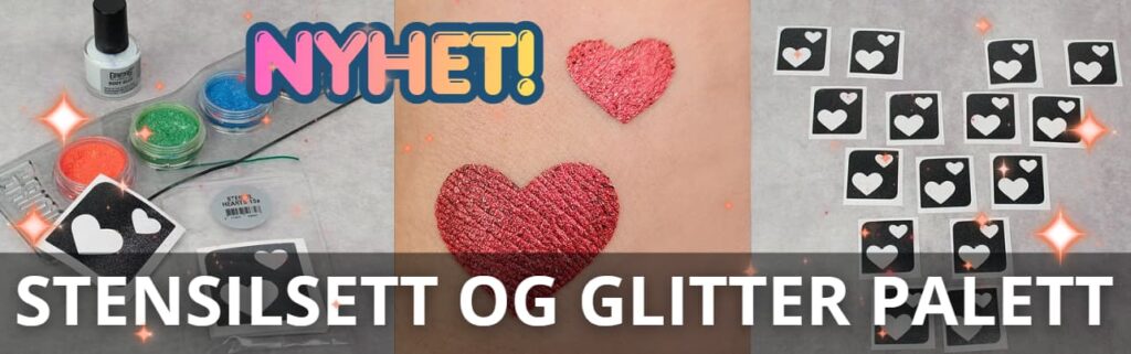 stensilsett og glitter palett banner nyhet